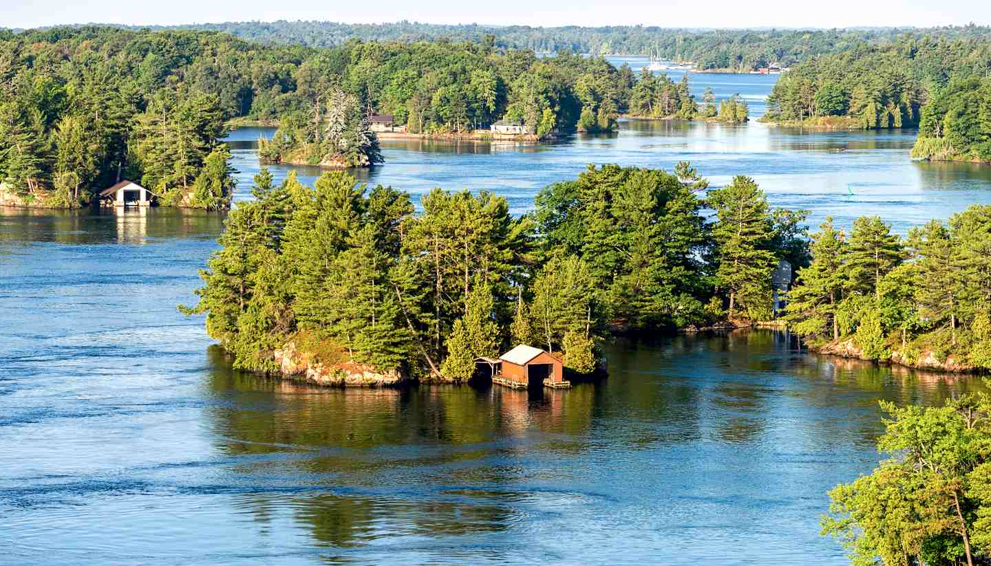 Ontario - Boathouses in Thousand Islands region in Ontario, Canada