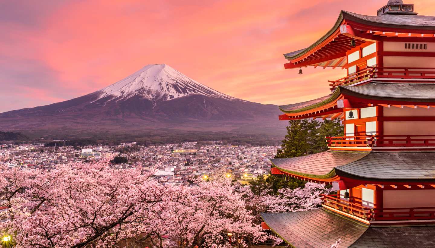 Japan - Chureito Pagoda with Mt Fuji in the distance