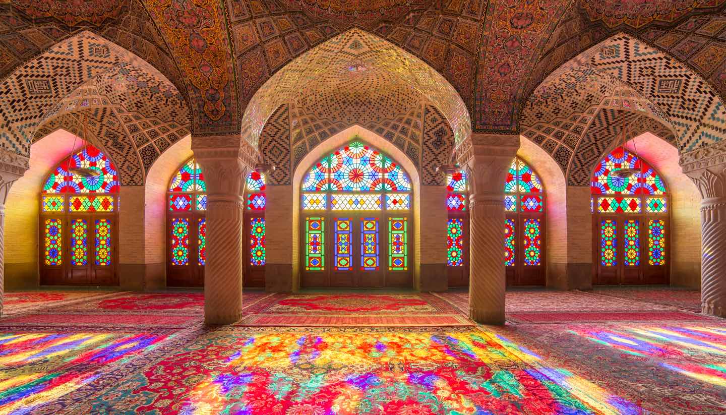 Iran - Nasir Al-Mulk Mosque (Pink Mosque) in Shiraz, Iran.
